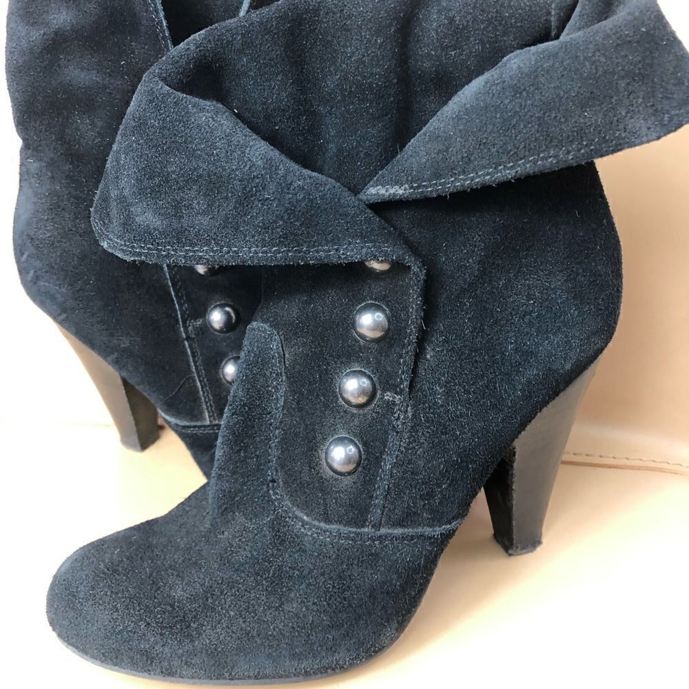 Mia black suede leather booties